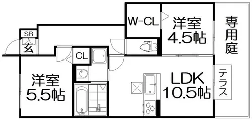 フレスコ西扇【1階】の間取り