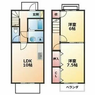 愛知県一宮市多加木3丁目【テラスハウス】の間取り