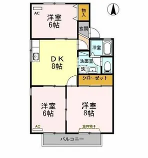 サンビレッジ B【205号室】の間取り