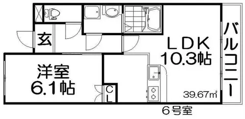オオミネスクエア10【1階】の間取り