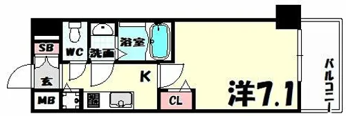 プレサンス三宮ポルト【12階】の間取り