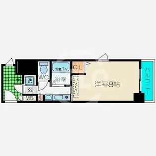 エステムコート心斎橋EASTエリジオン【9階】の間取り