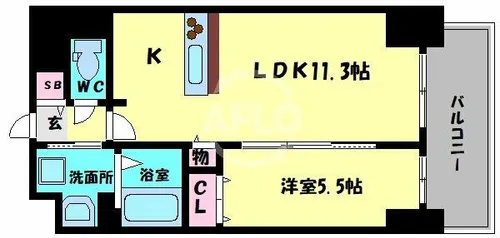 サンセール上本町【8階】の間取り