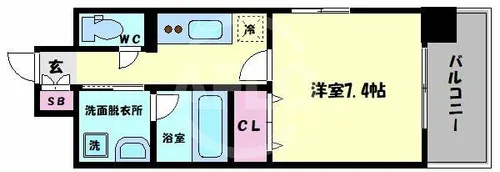 ボーベル玉造【2階】の間取り