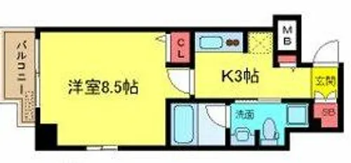 クオーレ靭公園【4階】の間取り