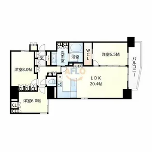 リバーガーデン四天王寺【3階】の間取り