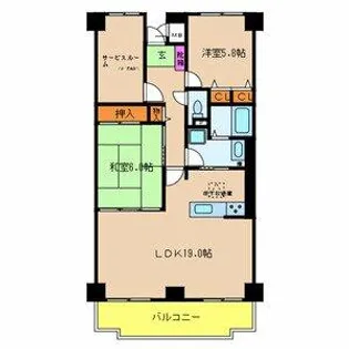 コスモ北野田【8階】の間取り