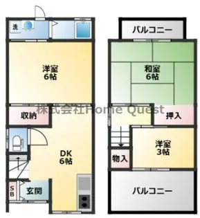 大阪府東大阪市大蓮南3丁目【テラスハウス】の間取り