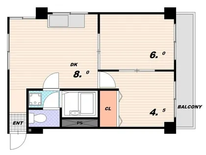 離宮前グリーンハイツ【2階】の間取り