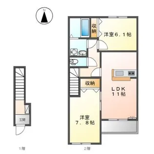 兵庫県姫路市大津区長松【アパート】の間取り