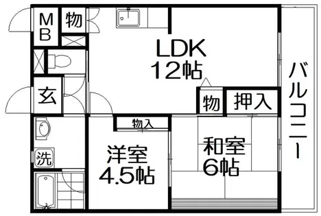 宮之阪ハイツ壱番館【4階】の間取り
