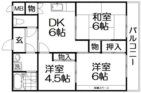 宮之阪ハイツ壱番館【4階】の間取り