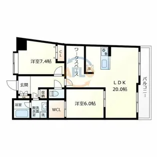 フロンティアタワー難波EAST【6階】の間取り