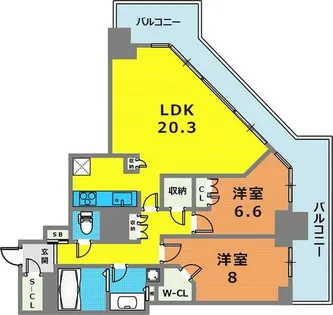 アーバンライフ神戸三宮ザ・タワー【7F号室】の間取り