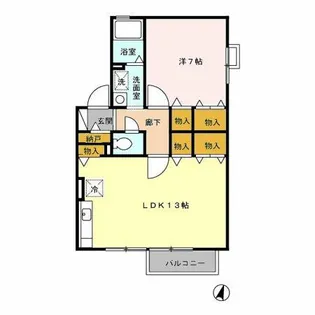 シャルム上重原 B【201号室】の間取り