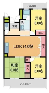 白鷹香枦園第二マンション【1階】の間取り