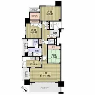 グランドメゾン星が丘山手A棟【13階】の間取り