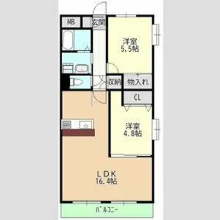 猪高ハイツ【3階】の間取り