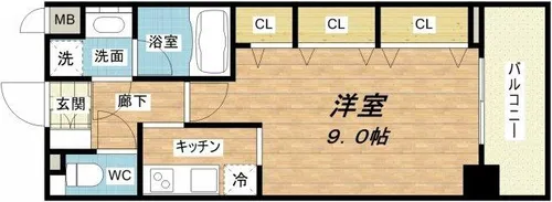ウィルテラスなんば南【12階】の間取り