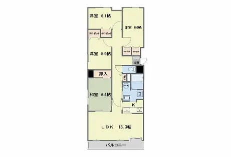 ハイライフ室蘭【5階】の間取り