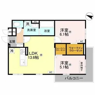 トリシアノーステラス【1階】の間取り