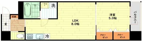 大阪府大阪市中央区南船場1丁目【マンション】の間取り
