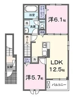 エヌ プラス【203号室】の間取り