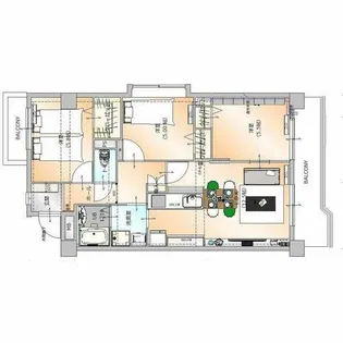 クレッセンド清水ヶ岡【3階】の間取り