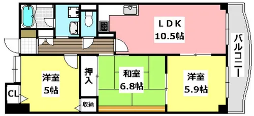 ステーションハイツ千里丘Ⅱ【505号室】の間取り