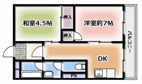大阪府寝屋川市高柳栄町【マンション】の間取り