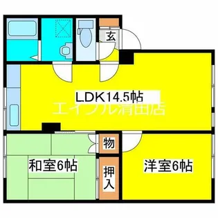 北栄ハイツC【2号室】の間取り