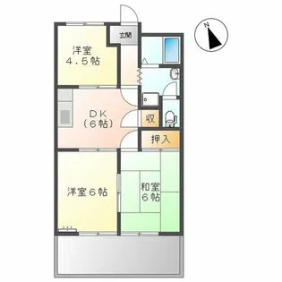サンハイツ大山【1階】の間取り