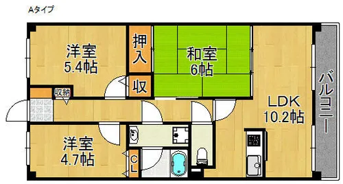 サンモリッツ日根野【1階】の間取り