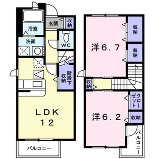 ルネッサ飛鳥【1階】の間取り