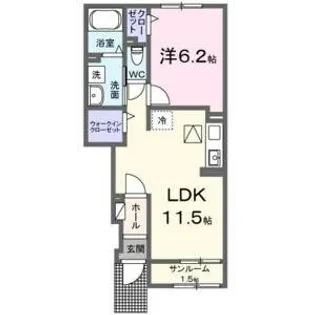 ジャルダン 三七【1階】の間取り