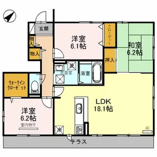 くみの木ヒルズⅡ【1階】の間取り