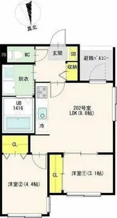 BLY鶴里【202号室】の間取り