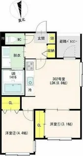 BLY鶴里【302号室】の間取り