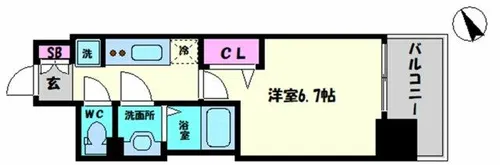 プレサンスOSAKA DOME CITYビーツ【7階】の間取り