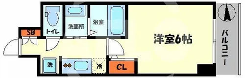 エステムコート難波サウスプレイスⅦリアン【10階】の間取り
