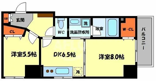 Zeus難波CUBE【8階】の間取り