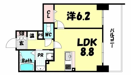 アドバンス三宮3リンクス【8階】の間取り