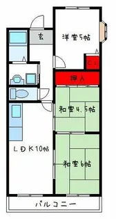 リープハーベン八尾木【2階】の間取り