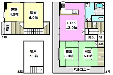 タウンハイツ穂積【203号室】の間取り