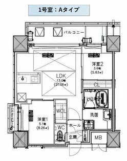 ノルデンタワー南森町アドバンス【6階】の間取り