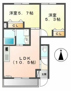グラスフルールA【1階】の間取り
