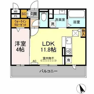 D-スクエア牛田【3階】の間取り