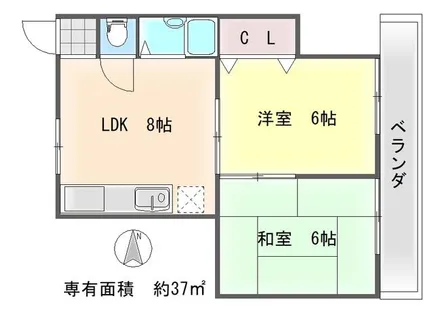 東比叡荘【1階】の間取り
