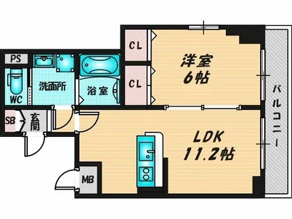 ムーンヒルズ大阪【6階】の間取り