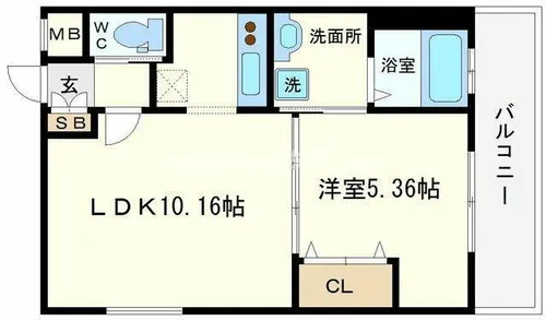 アプリーレ南堀江【1001号室】の間取り